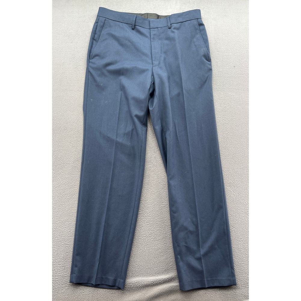 Madison Modern Fit Dress Pants Mens 36x32 Blue Flat Front Trousers